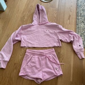 SHORTS- Pink Champion Reverse Weave Shorts, C Logo, 3"